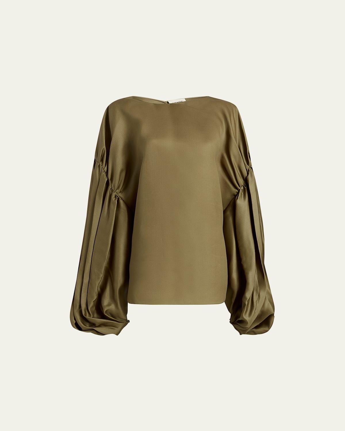 Quico Balloon-Sleeve Oversized Silk Blouse Product Image