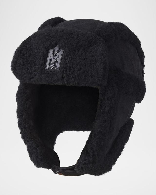 Mens Leather and Shearling Trapper Hat Product Image