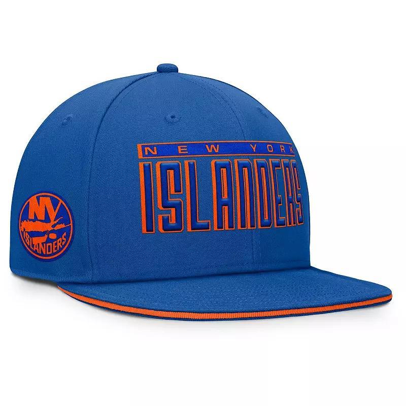 Mens Fanatics Royal New York Islanders Fundamental Gino Stack Text Snapback Hat Product Image