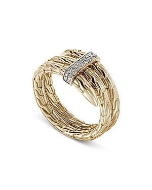 Womens Chain Classic Spear Double Coil 14K Yellow Gold & 0.12 TCW Diamond Ring Product Image