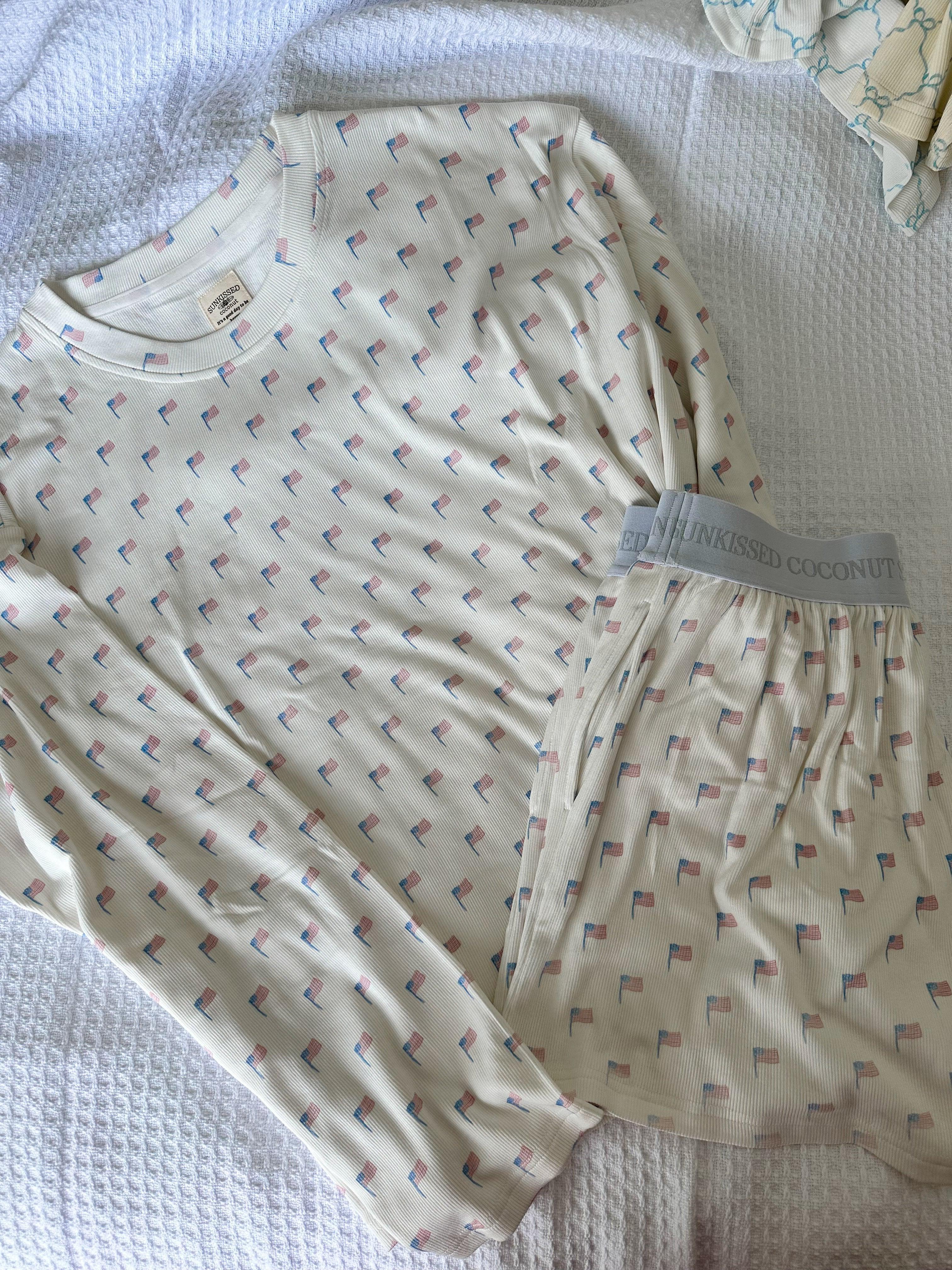 American Flag Pajama Pattern Top (white) Product Image