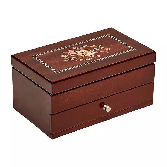 Mele & Co. Wood with Walnut Finish Brynn Jewelry Box with Florentine Marquetry Motif, Womens, Brown Product Image