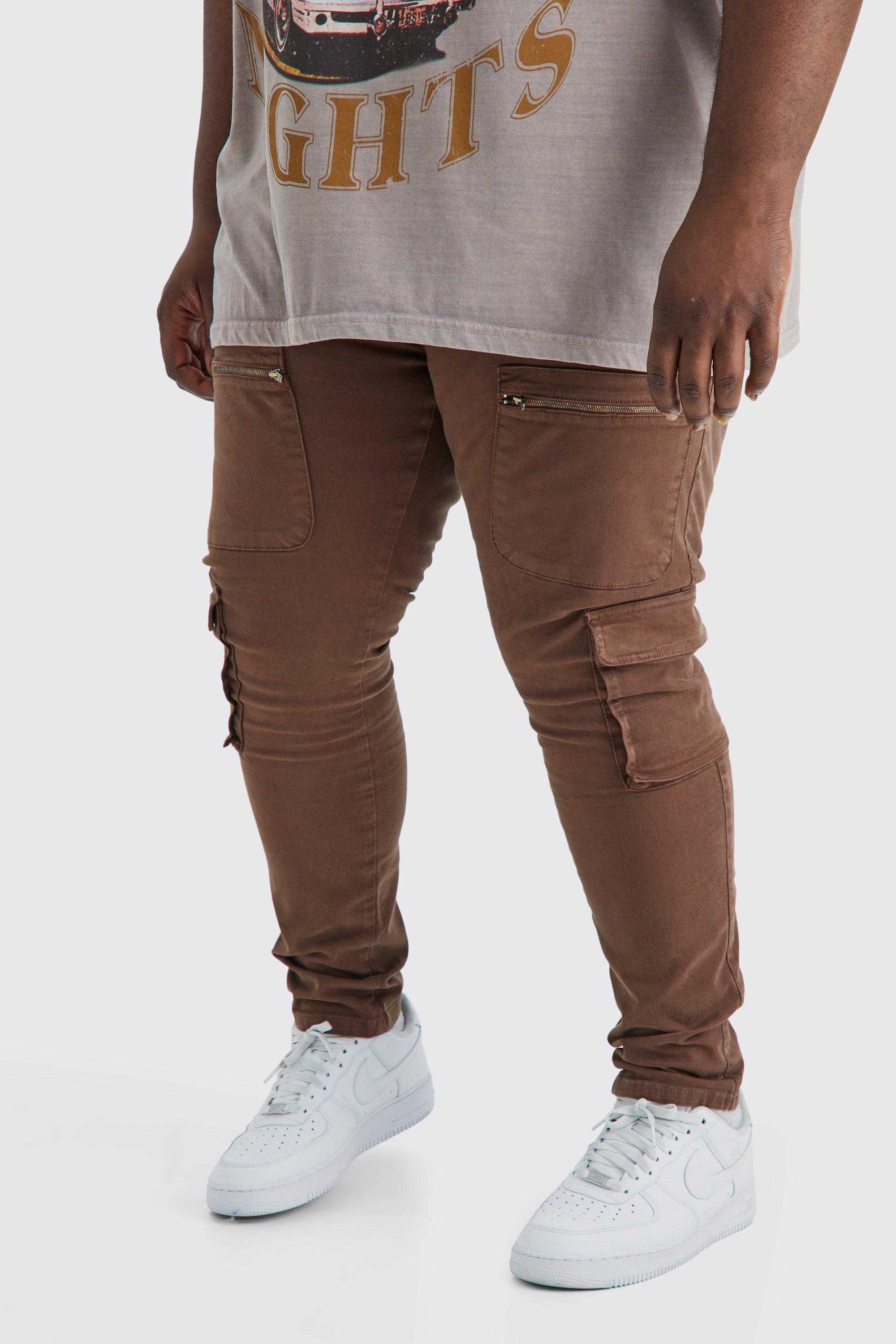 Plus Fixed Waist Skinny Multi Zip Cargo Pants | boohooMAN USA Product Image