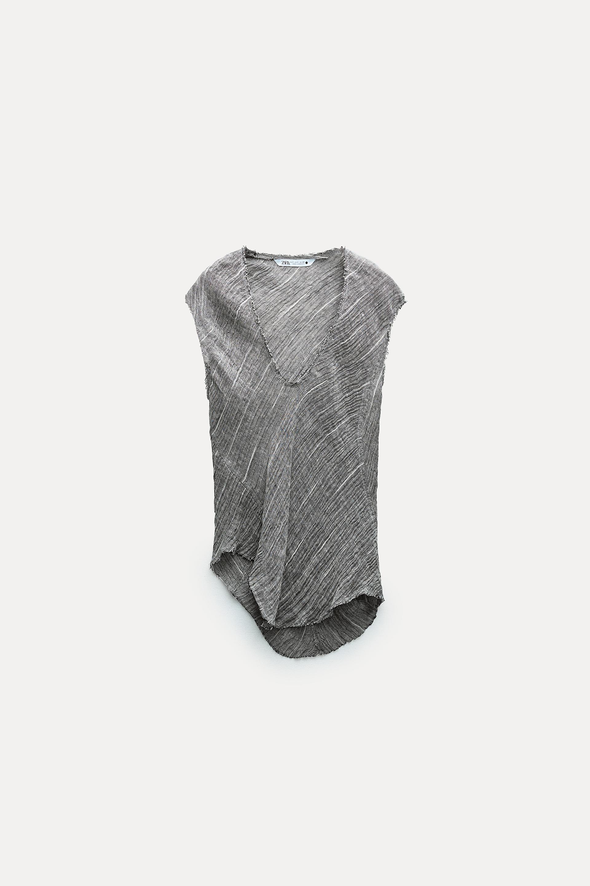 ASYMMETRIC 100% LINEN TOP ZW COLLECTION Product Image