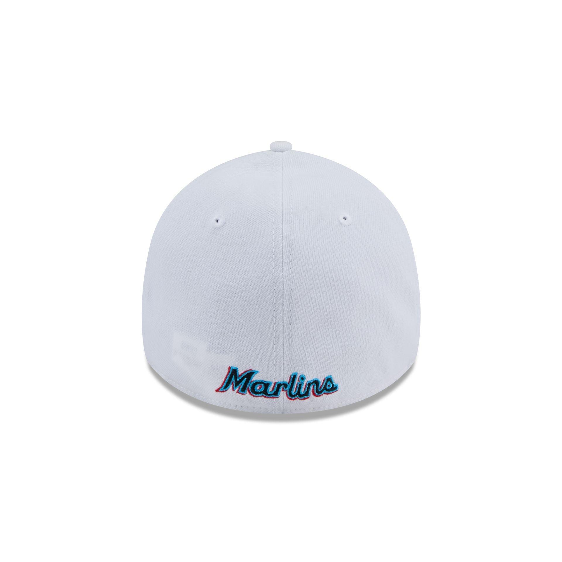 Miami Marlins Optic White 39THIRTY Stretch Fit Hat Male Product Image