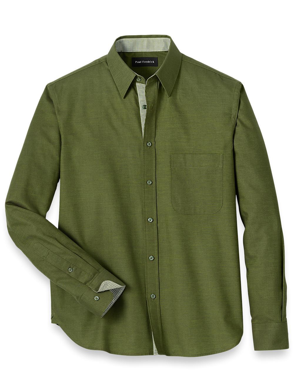 Cotton Solid Casual Shirt - Green Product Image