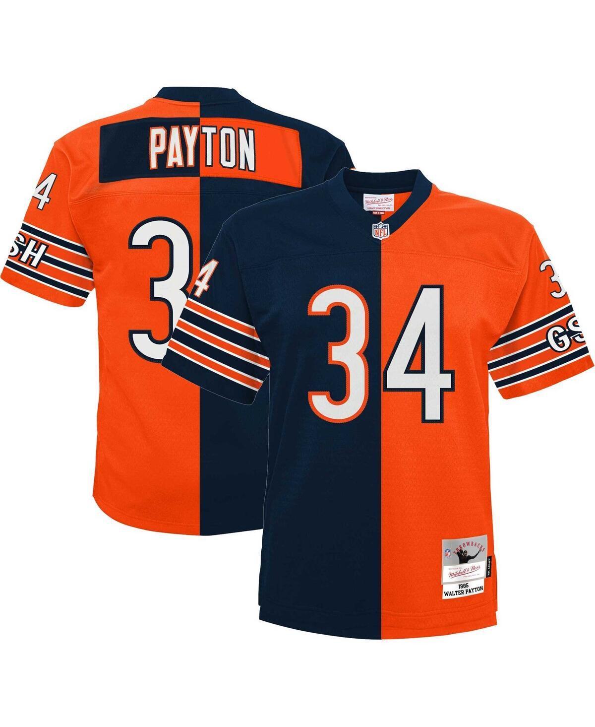 Mens Mitchell & Ness Walter Payton Navy and Orange Chicago Bears Big and Tall Split Legacy Retired Player Replica Jersey - Navy, Orange Product Image