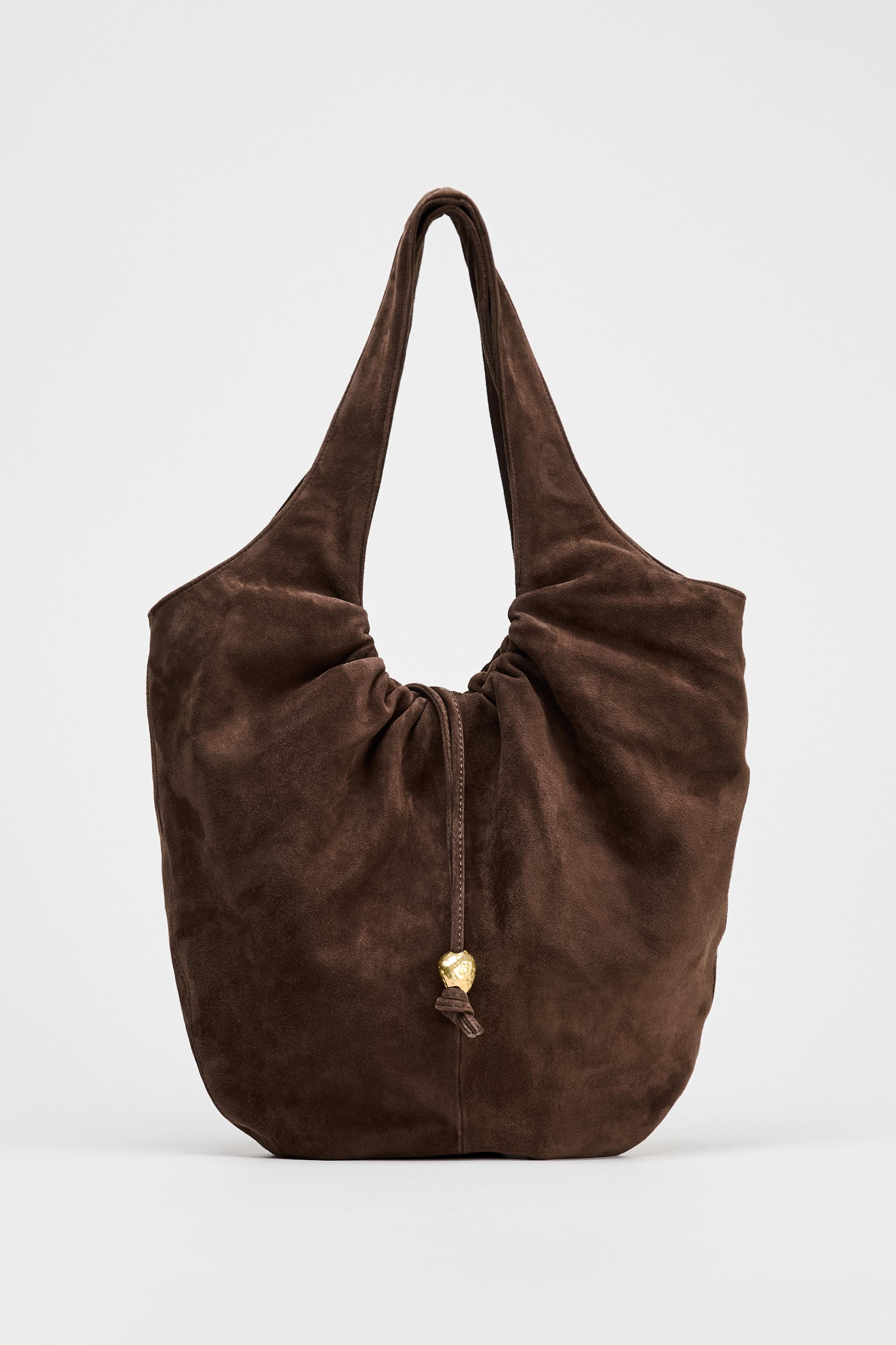 GATHERED SUEDE BUCKET BAG Product Image