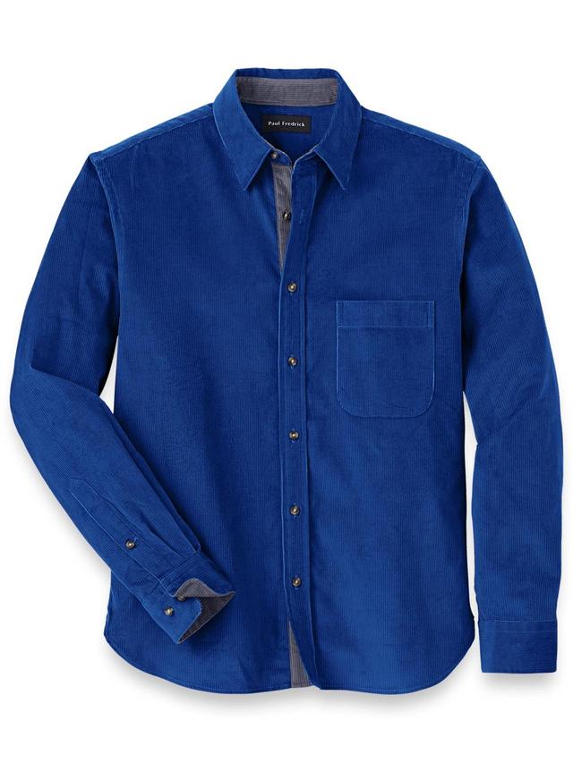 Cotton Corduroy Casual Shirt - Blue Product Image