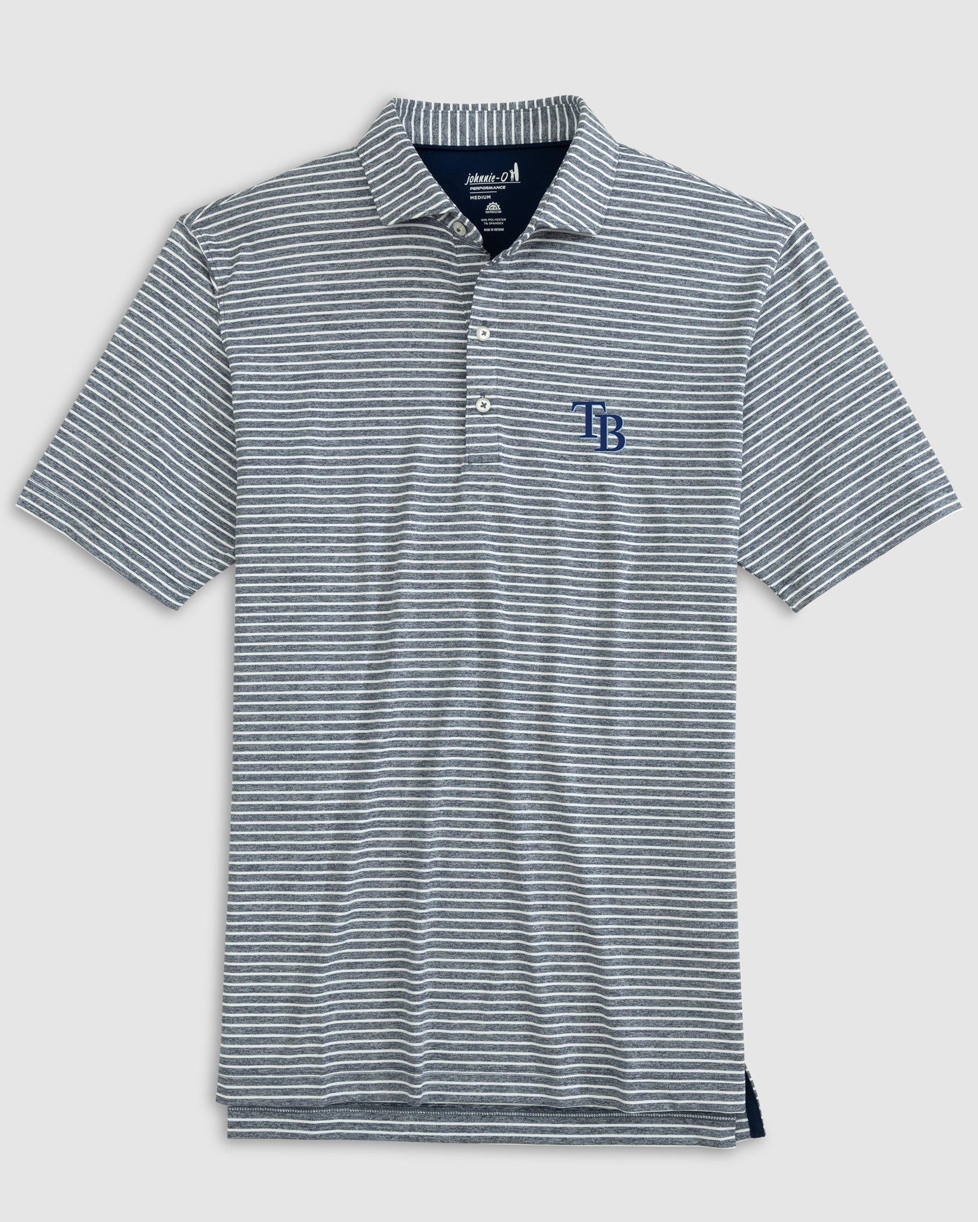 Tampa Bay Rays Clipperr Striped Jersey Performance Polo - Cooperstown Logo Product Image