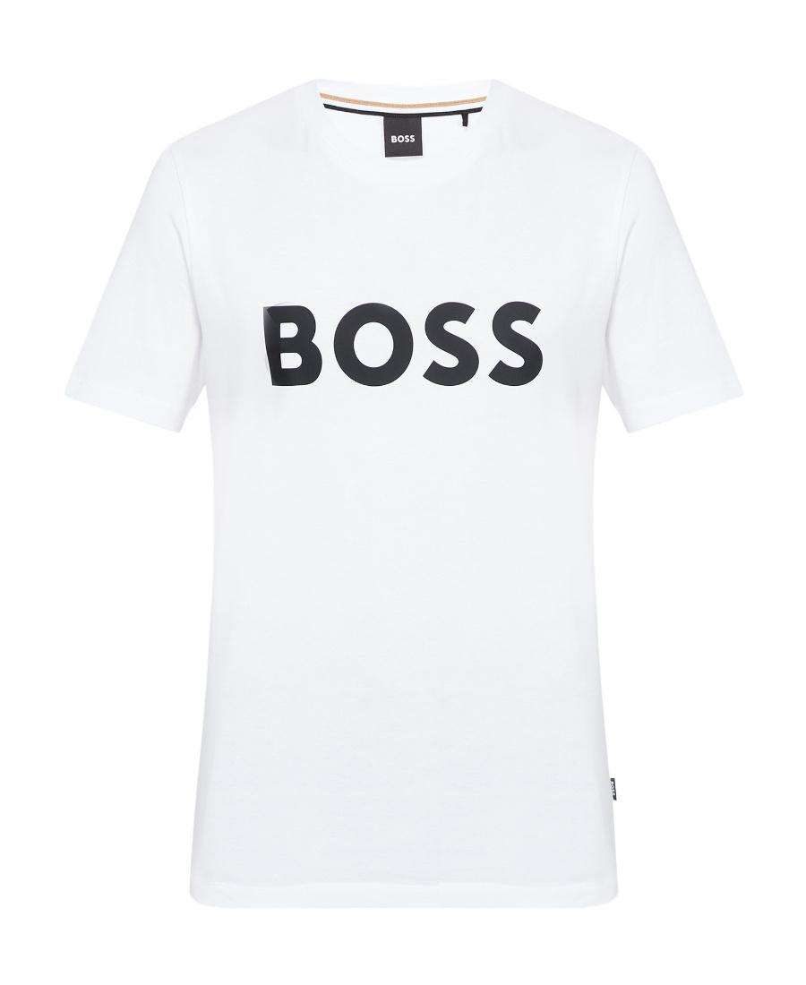 HUGO BOSS White Logo Cotton T-shirt Product Image