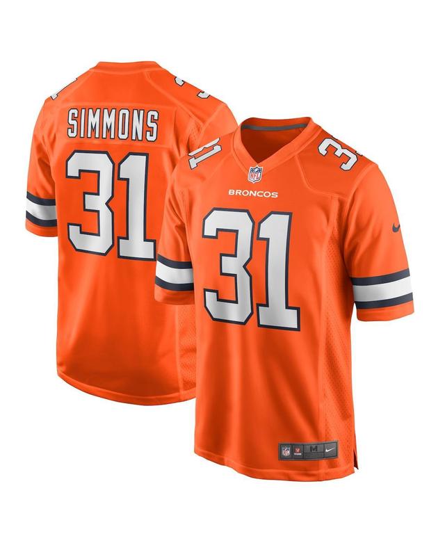 Mens Justin Simmons Orange Denver Broncos Alternate Game Jersey - Orange Product Image