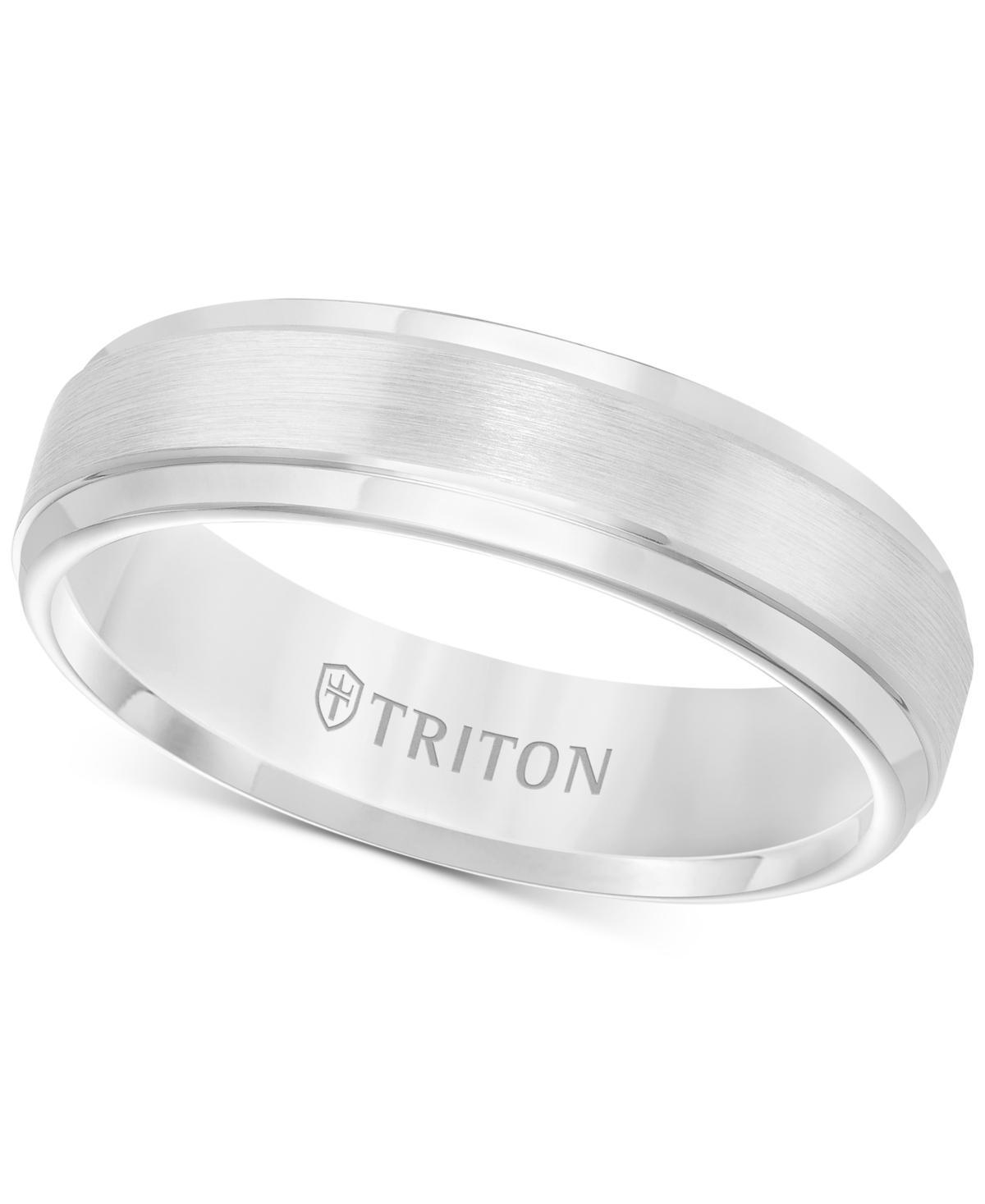 Triton Mens White Tungsten Carbide Ring, Comfort Fit Wedding Band (6mm) Product Image