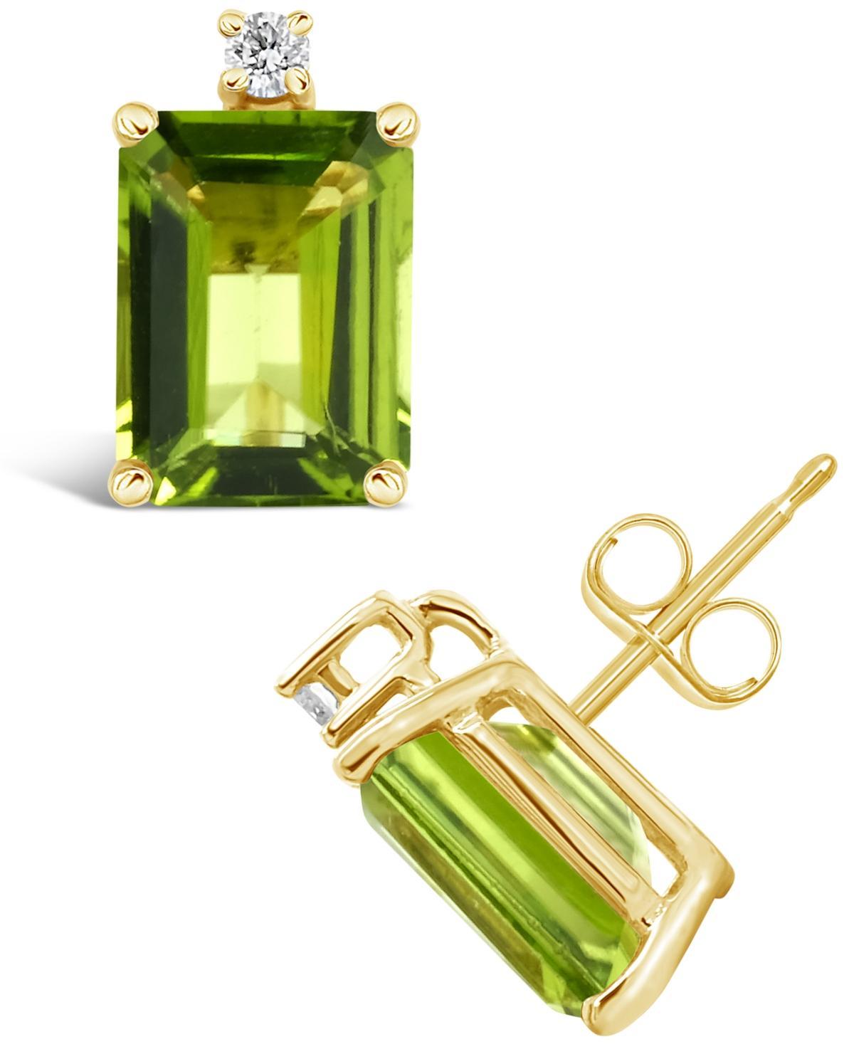 Celebration Gems 14k Gold Gemstone & Diamond Accent Stud Earrings, Womens, Peridot Product Image