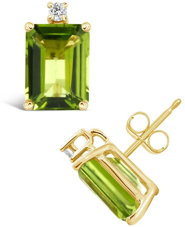 Celebration Gems 14k Gold Gemstone & Diamond Accent Stud Earrings, Womens, Peridot Product Image