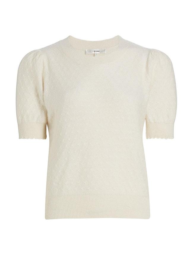 Womens Pointelle Puff-Sleeve Sweater Product Image