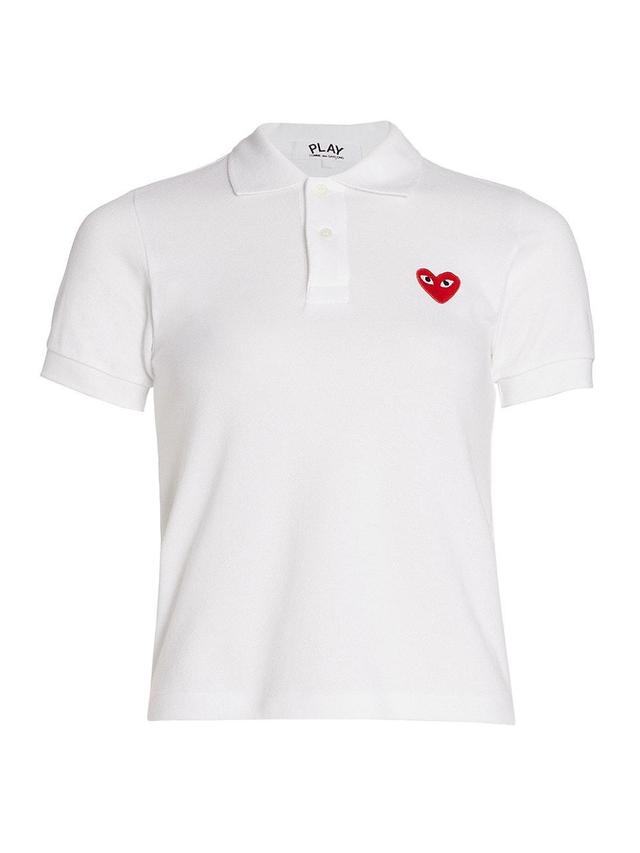 Womens Embroidered Heart Polo Shirt Product Image