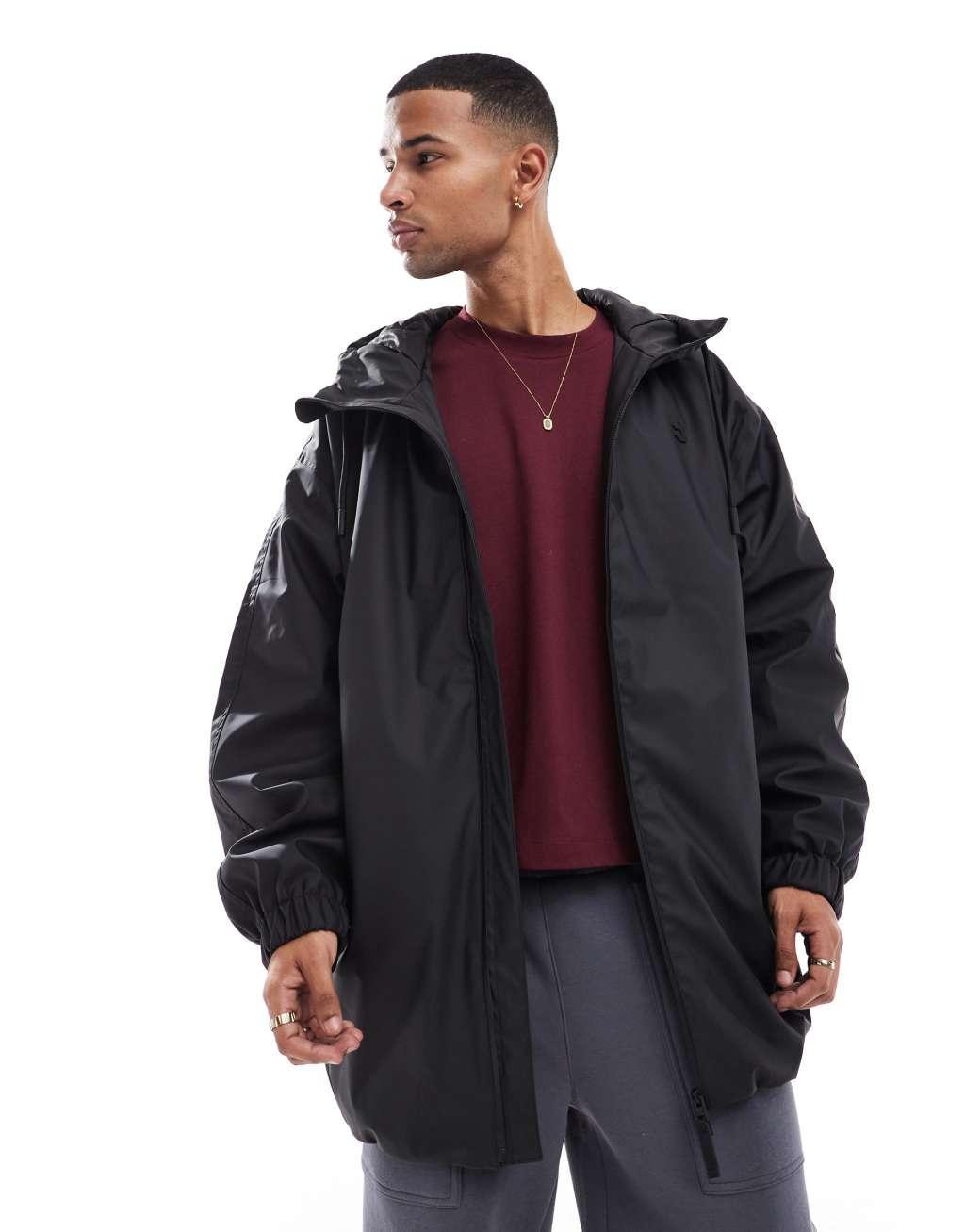 Bershka nylon tech raincoat in black Product Image