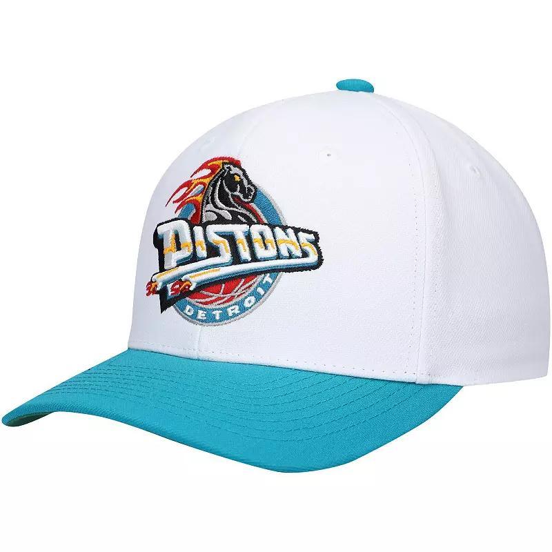 Mens Mitchell & Ness White Detroit Pistons Hardwood Classics Core 2-Tone 2.0 Pro Snapback Hat - White Product Image