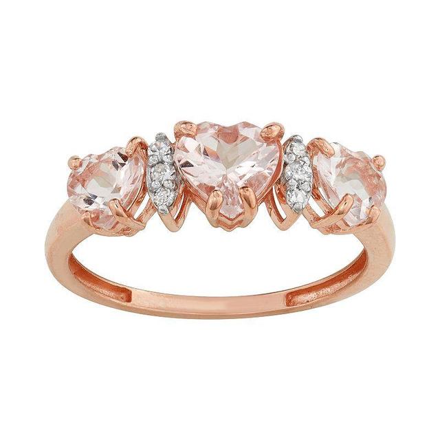 Tiara 10k Rose Gold Morganite & Diamond Accent Ring, Womens 10k Gold Product Image