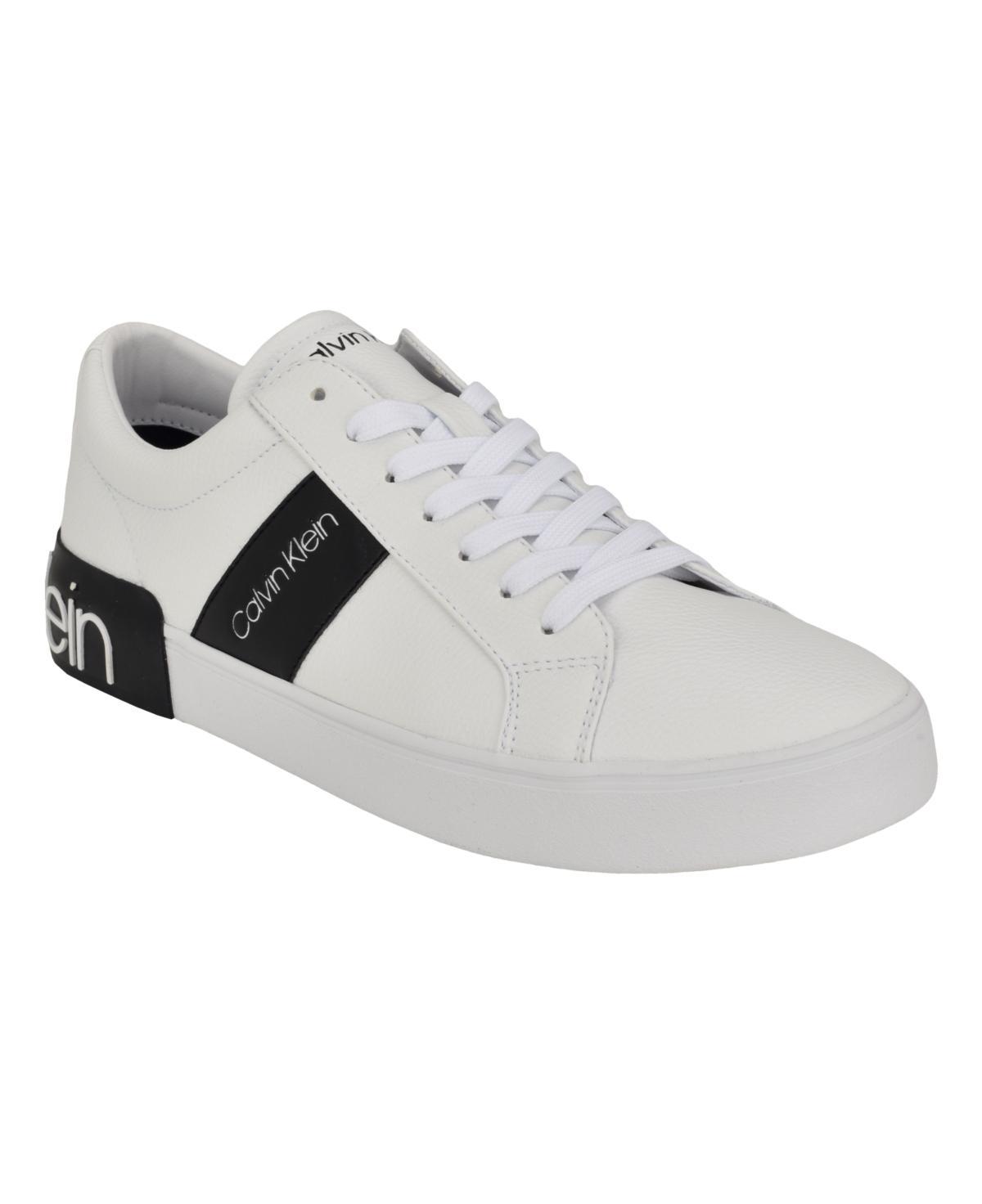 Calvin Klein Mens Roydan Round Toe Lace-Up Sneakers - White Product Image