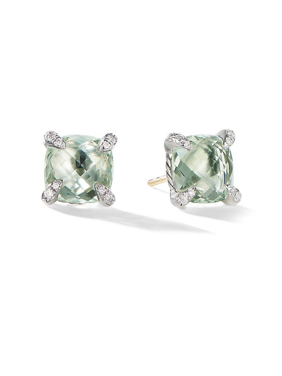 Womens Chtelaine Stud Earrings with Gemstone & Diamonds/9mm Product Image