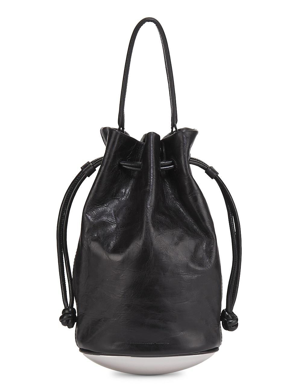 Womens Mini Dome Leather-Blend Bucket Bag Product Image