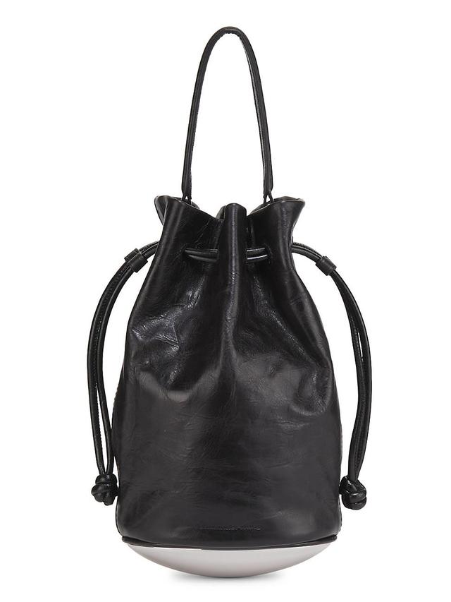 Womens Mini Dome Leather-Blend Bucket Bag Product Image