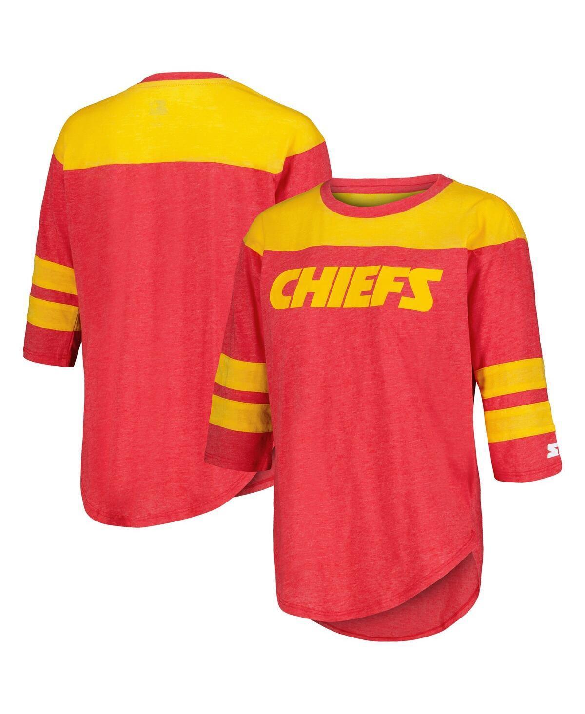 Womens Starter Kansas City Chiefs Fullback Tri-Blend 3/4-Sleeve T-Shirt Product Image