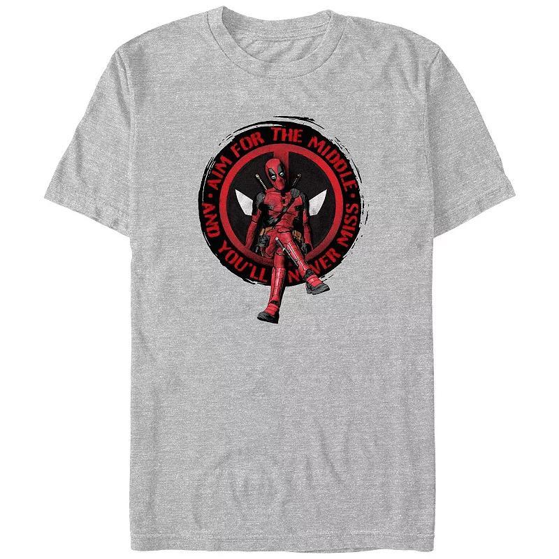 Big & Tall Marvel Deadpool Aim For The Middle Graphic Tee, Mens Athletic Grey Product Image