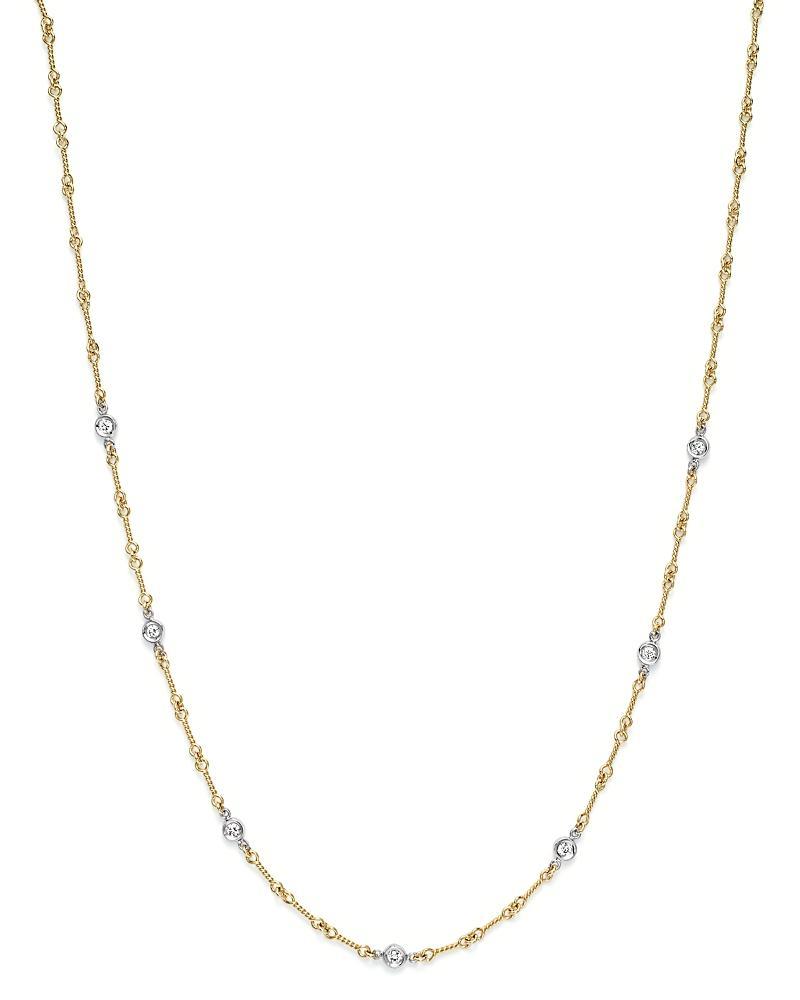 Roberto Coin 18K Yellow and White Gold Diamond Station Necklace, 16 Product Image