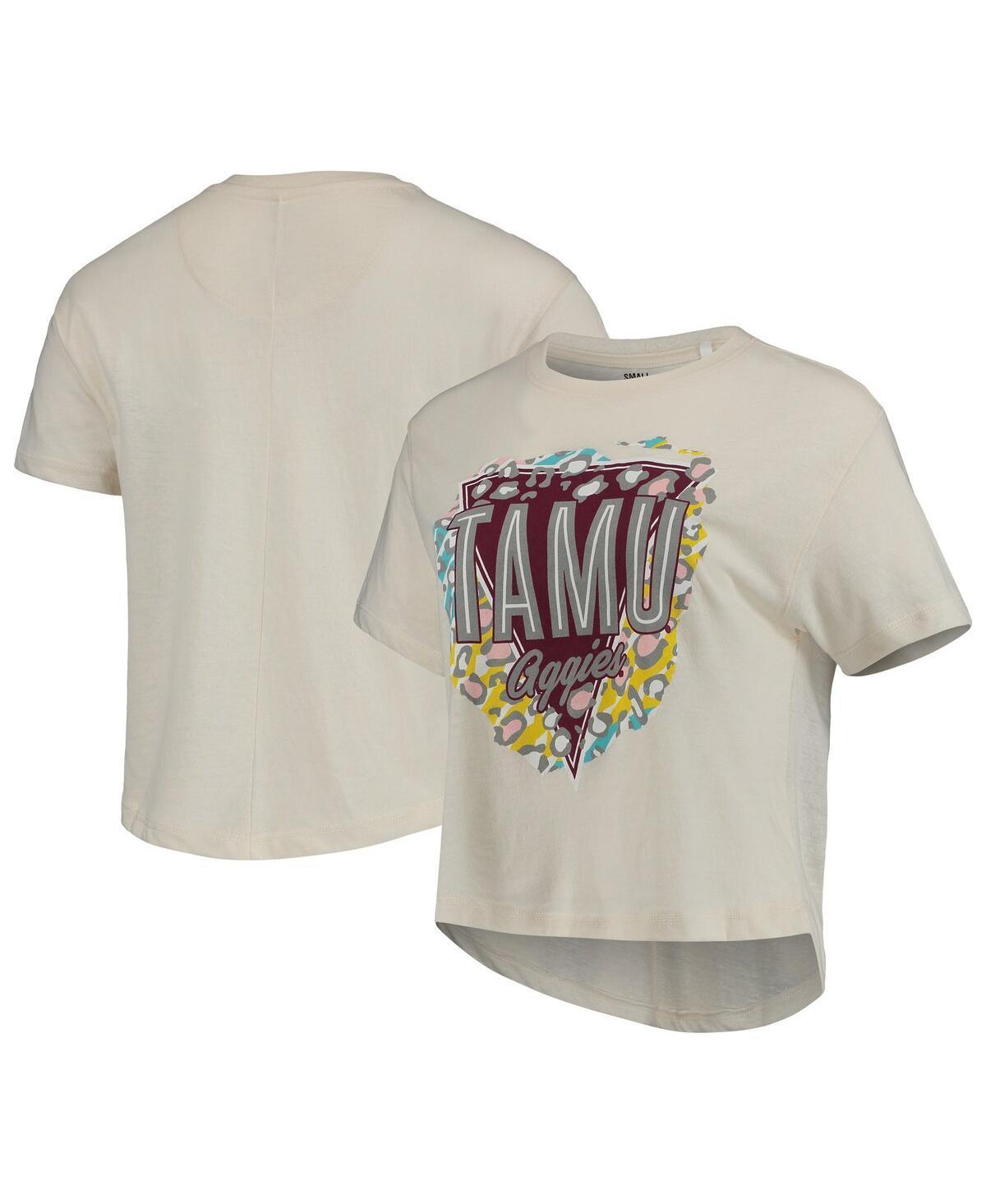 Womens Pressbox Cream Texas A&M Aggies Taylor Animal Print Cropped T-Shirt Product Image