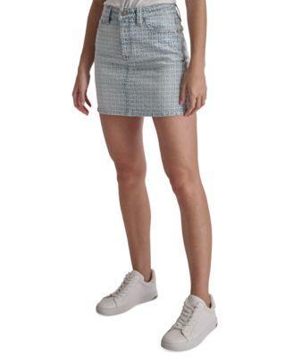 Women's Printed High-Rise Denim Miniskirt Product Image