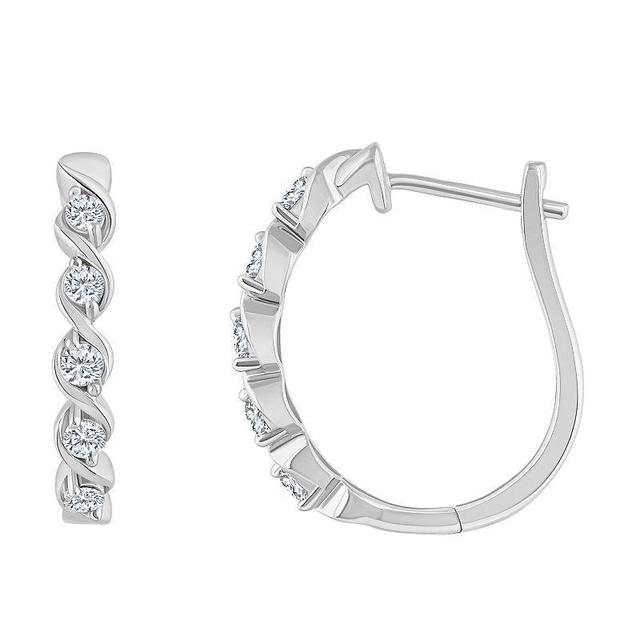 Celebration Gems 14k Gold 1/3 Carat T.W. Diamond Hoop Earrings, Womens Product Image