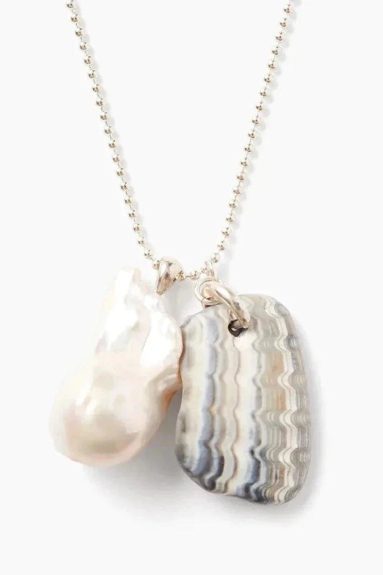 Chan Luu Fossilized Shell & Pearl Charm Necklace Product Image