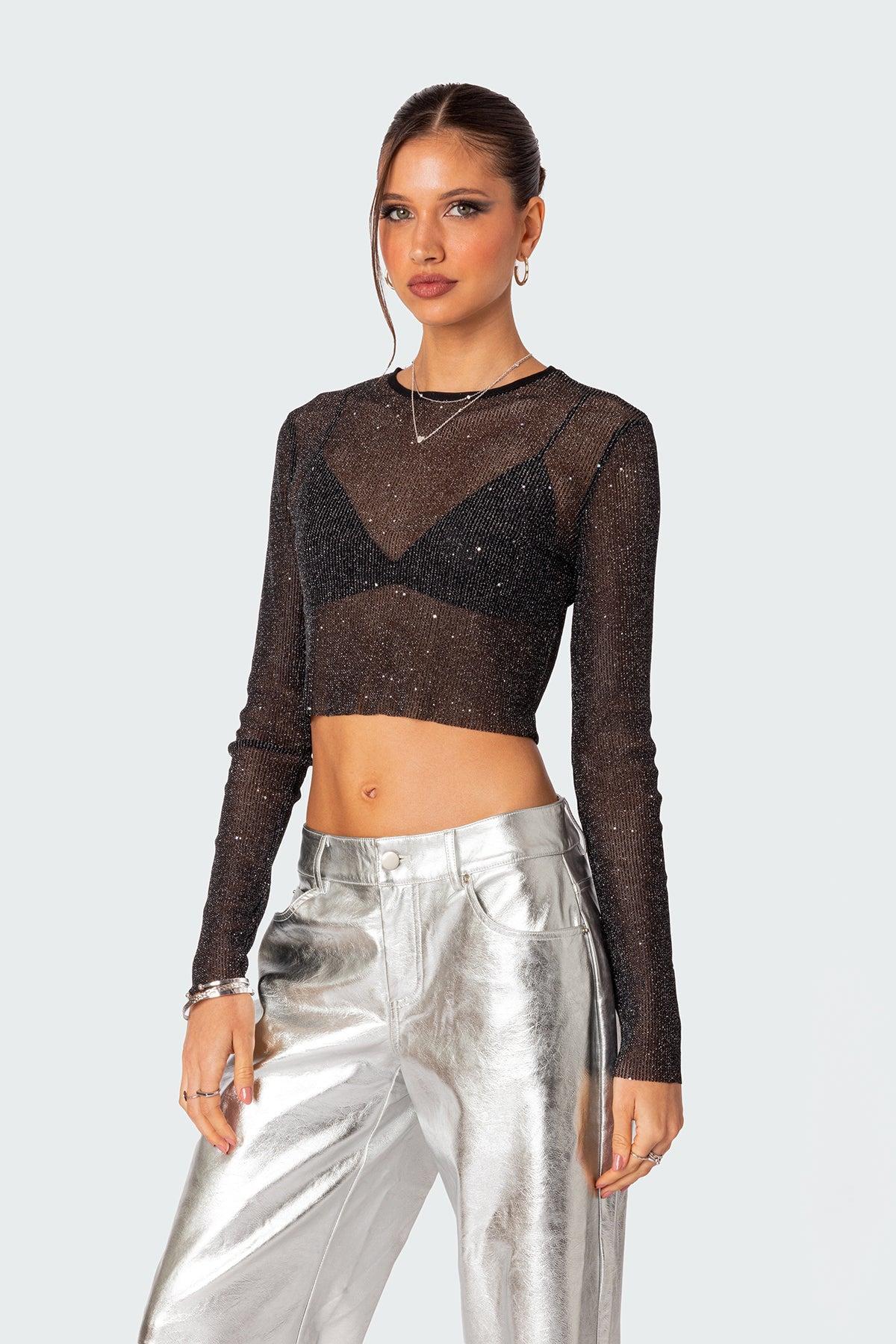 Marly Sheer Shimmer Sequin Top Product Image