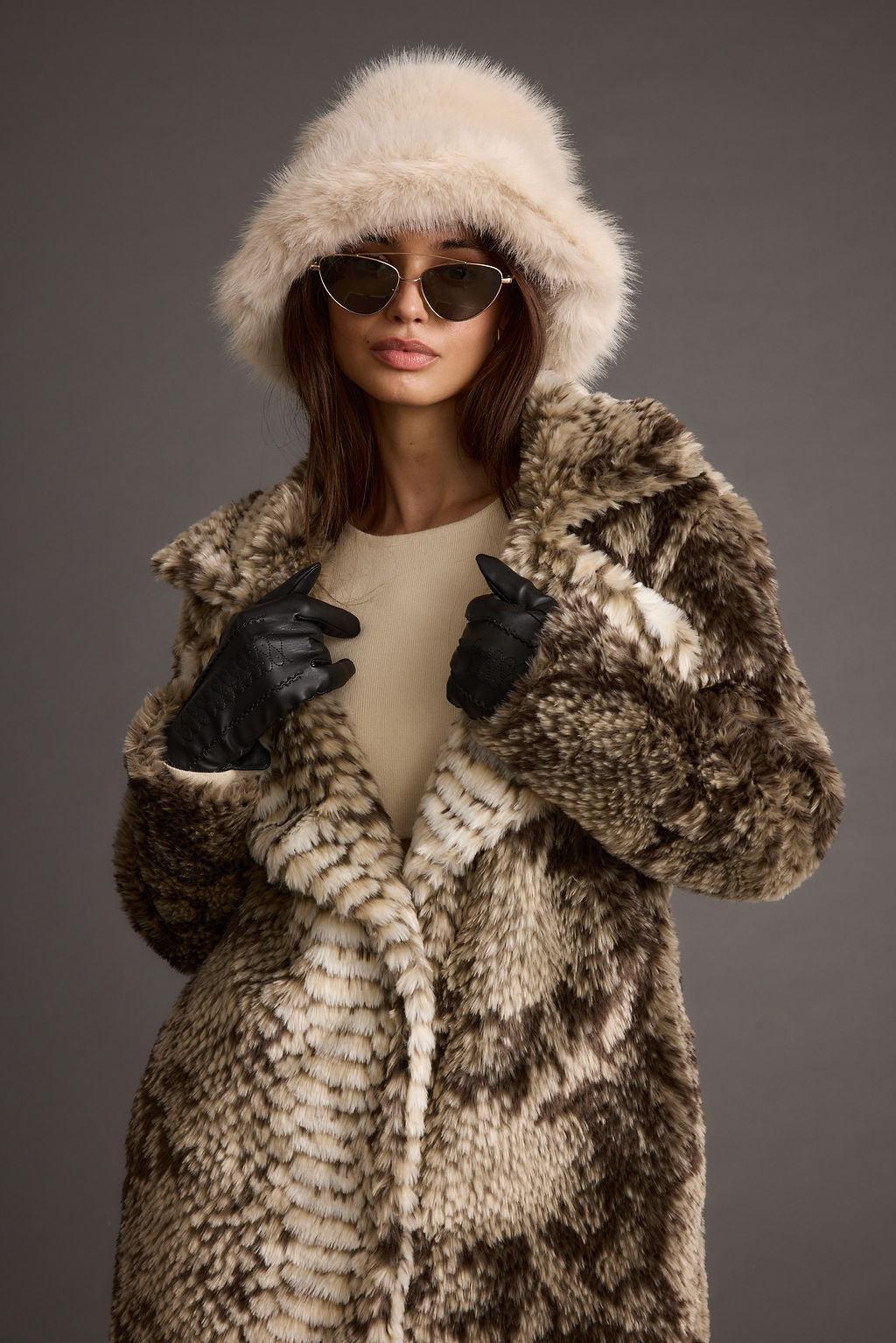 Vivienne Grey Snake Faux Fur Jacket Product Image