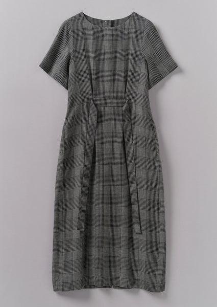 Etched Check Linen Dress | Slate Product Image