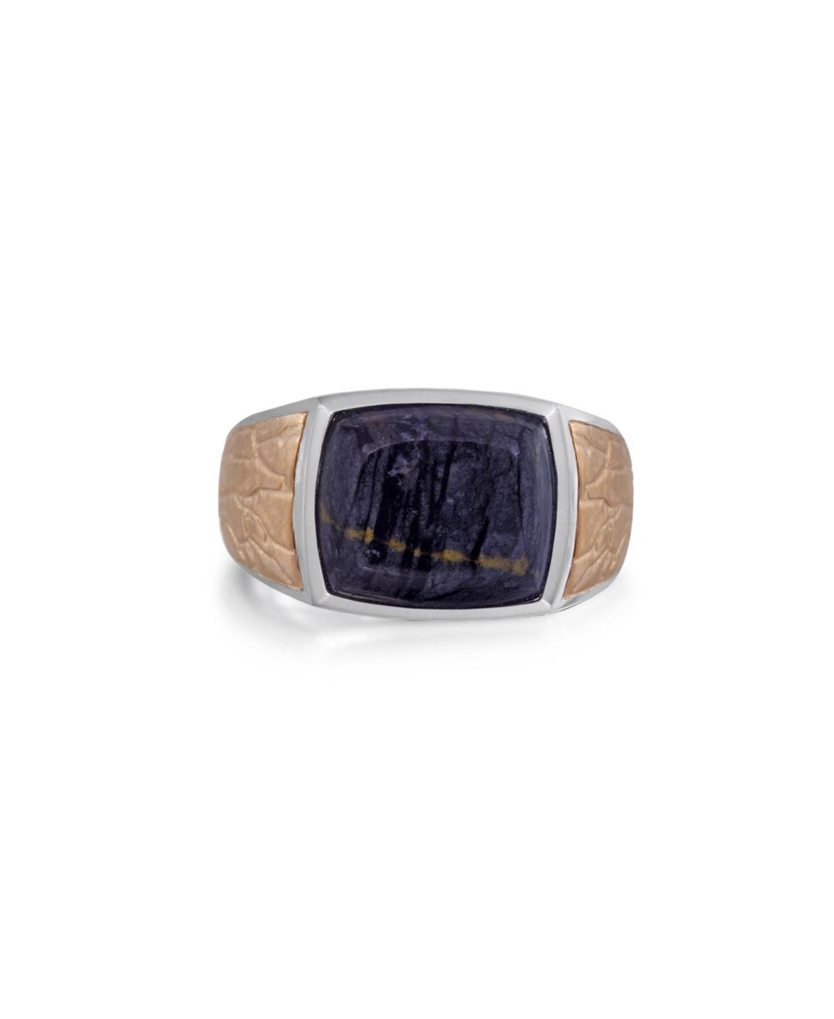 LuvMyJewelry Grey Picture Agate Gemstone Sterling Silver Men Signet Ring in Brown Rhodium Product Image