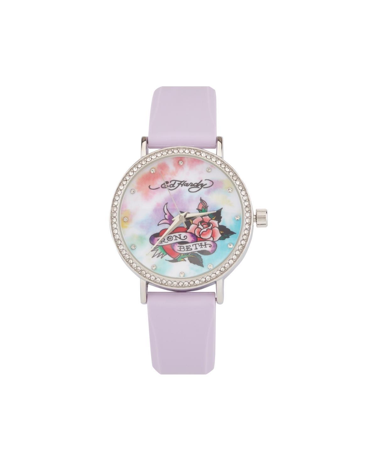 Ed Hardy Womens Quartz Light Purple Silicone Strap Watch 38mm Product Image