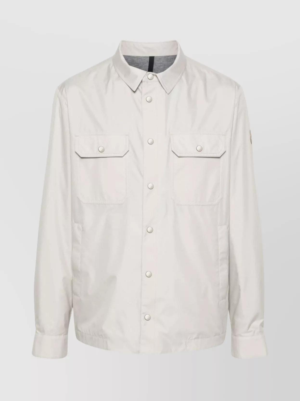 Collared Blazer With Straight Hem And Chest Pockets In White Product Image