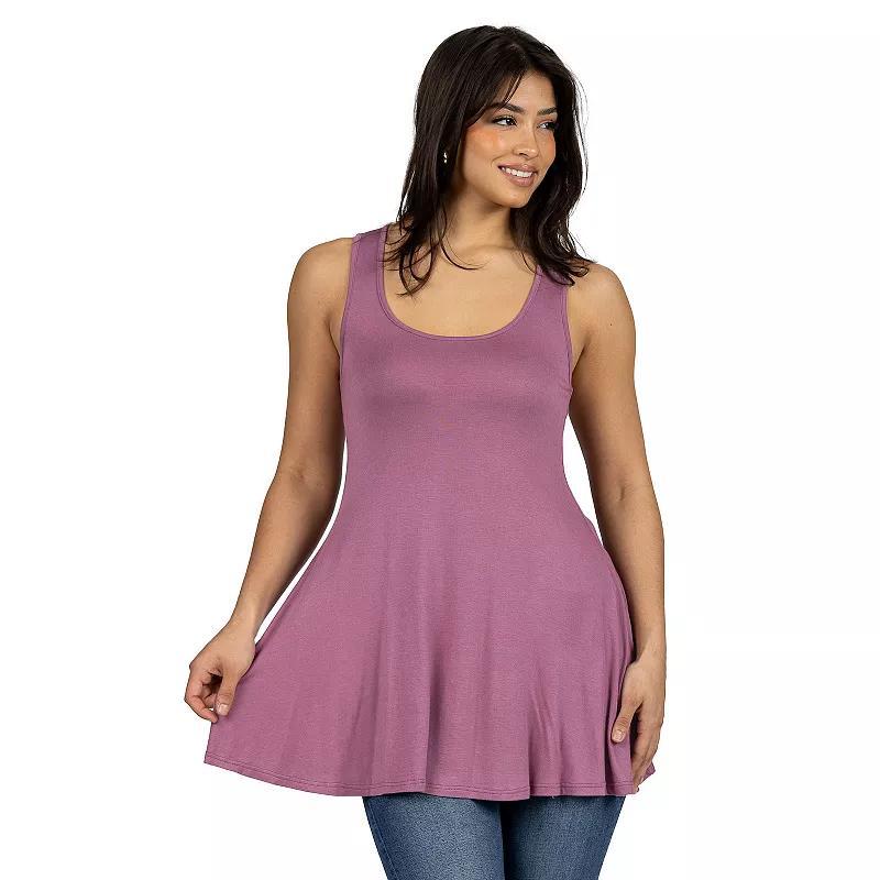 Womens 24Seven Comfort Apparel Scoop Neck Sleeveless Tunic Top Pink Product Image