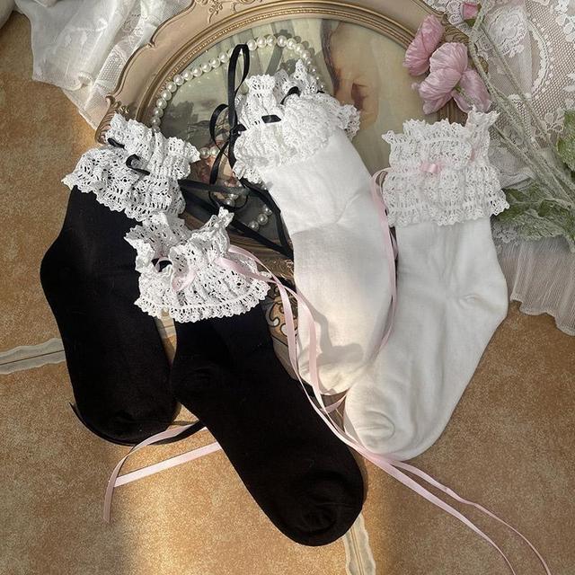 Ribbon Lace Trim Socks (Various Designs) Product Image