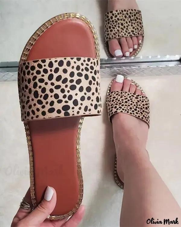 Olivia Mark – Cheetah Single Strap Slipper Sandals Product Image