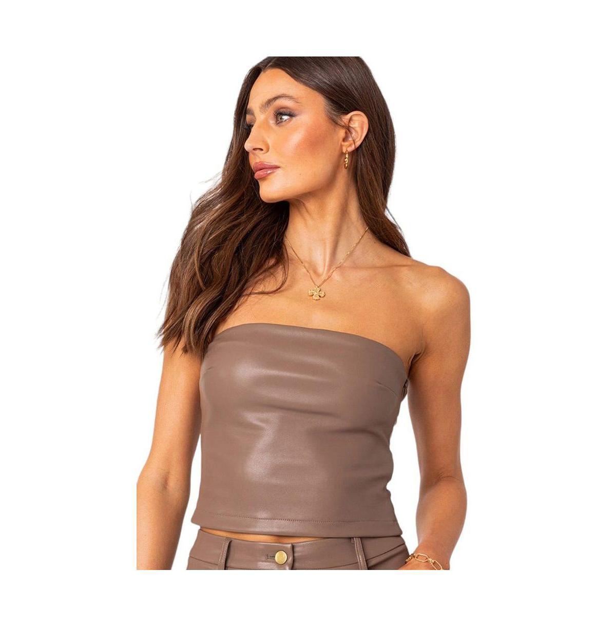 Womens Martine faux leather tube top Product Image