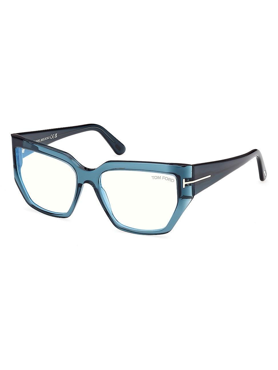 Womens 54MM Blue Block Square Eyeglasses Product Image