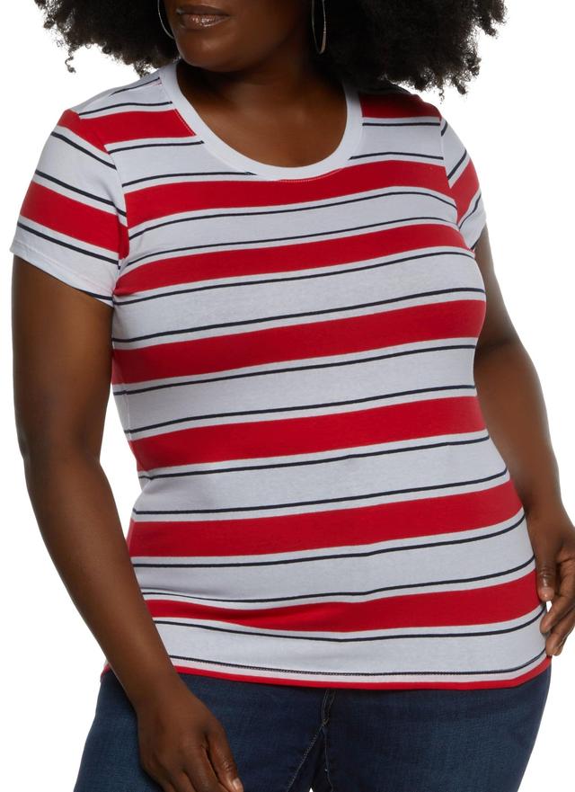 Womens Plus Size Striped Crew Neck Top Product Image