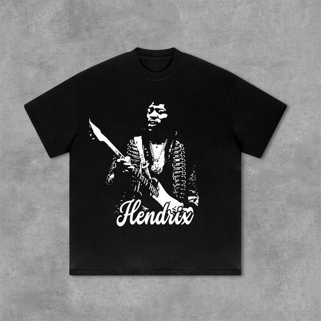 Sopula Hendrix Fashion Guitarist Graphic Print Cotton T-Shirt Product Image