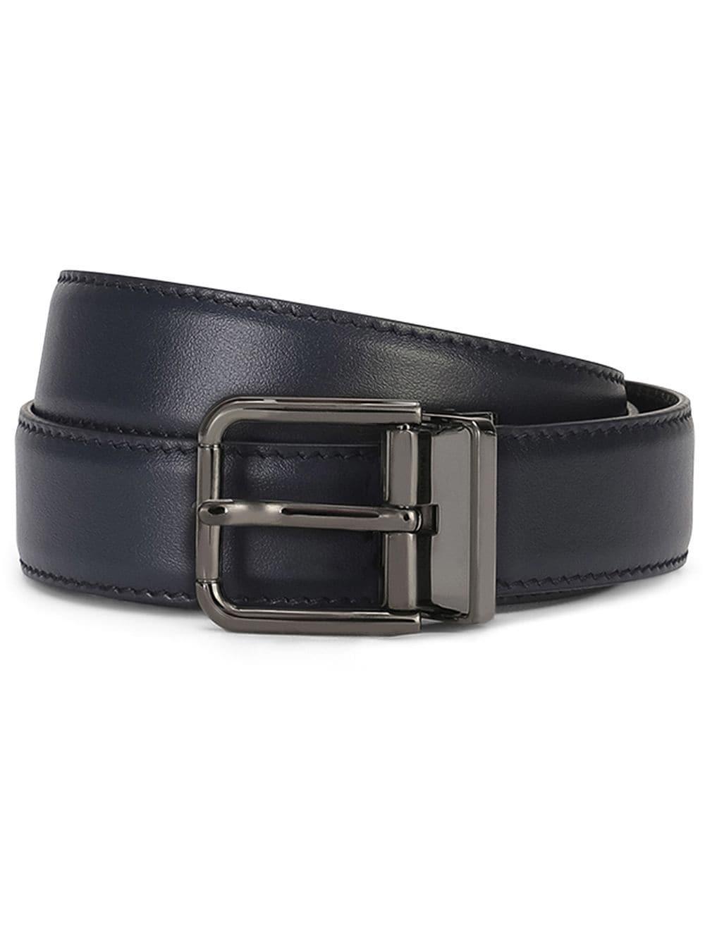 Logo-engraved Buckle Belt In Blue Product Image