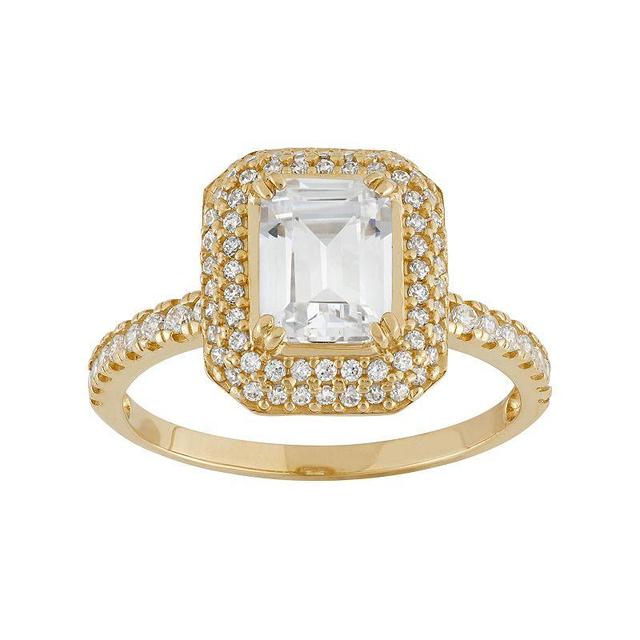 Designs by Gioelli Cubic Zirconia Rectangle Halo Engagement Ring in 10k Gold, Womens White Product Image